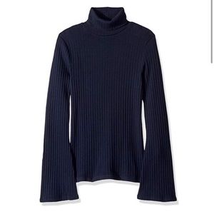 J. Crew Ribbed Navy Flare Sleeve Turtleneck
